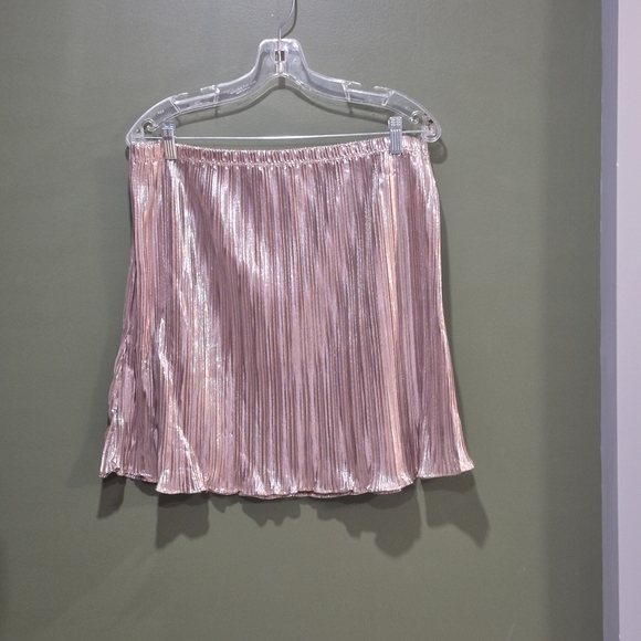 Black Tape_ Dresses & Skirts - Black Tape Metallic Pink Pleated Mini Skirt